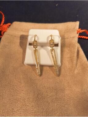 14k Gold Romeau Over .925 Sterling Silver Triangle Dangle Earrings